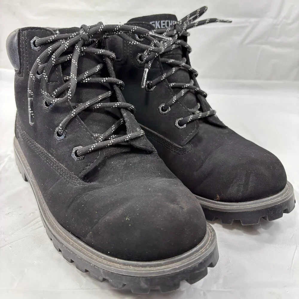Sketchers Boys Mecca Bunkhouse Black Synthetic Ankle Work Boots